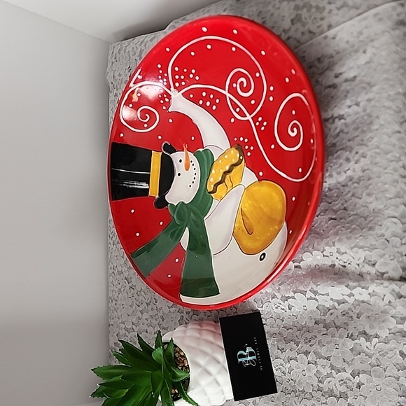 🎉🎉CLEARANCE🎉🎉 Sephanie Stouffer large snowman serving bowl platter - Picture 1 of 12